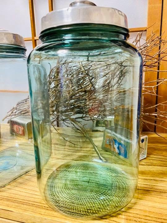 レトロ 飴屋瓶 アルミ蓋付 ガラス瓶 気泡ビン 駄菓子